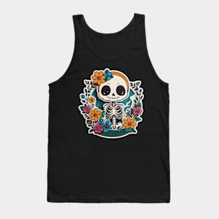 Cute floral kawaii skeleton No.10 Tank Top